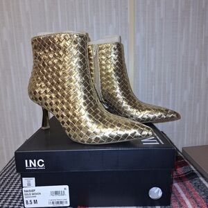 I.N.C. Gold Woven Ankle Boot - Size 8.5